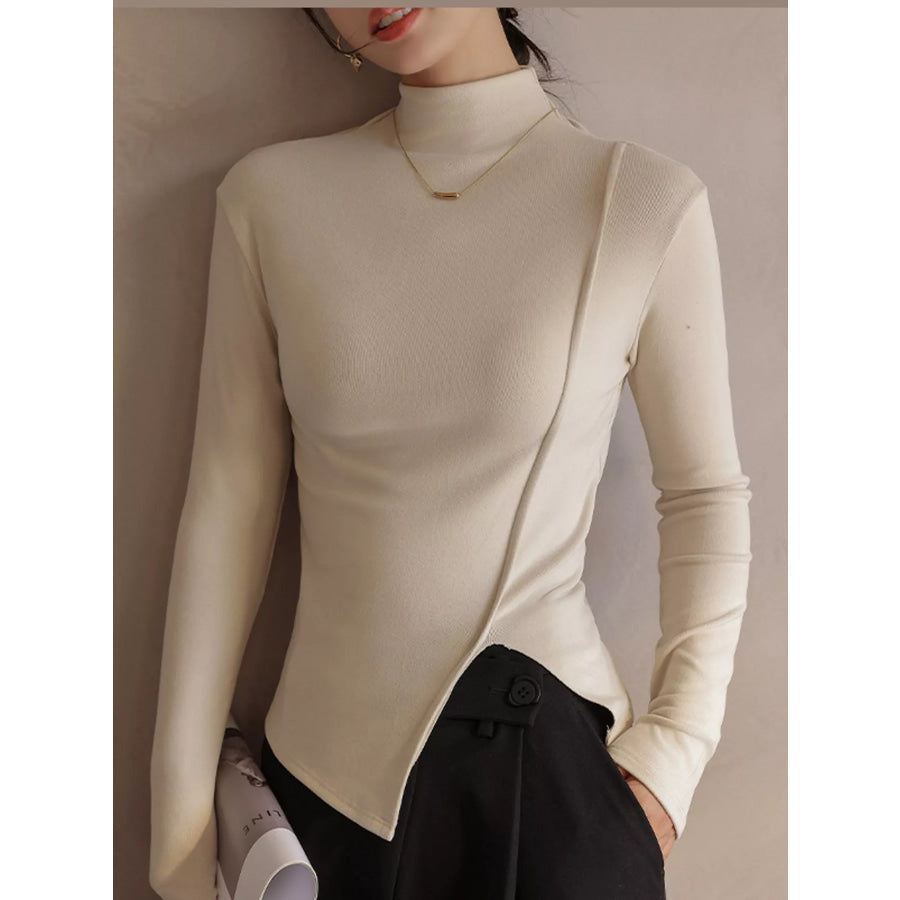 Mock Neck Long Sleeve T-Shirt Apparel and Accessories