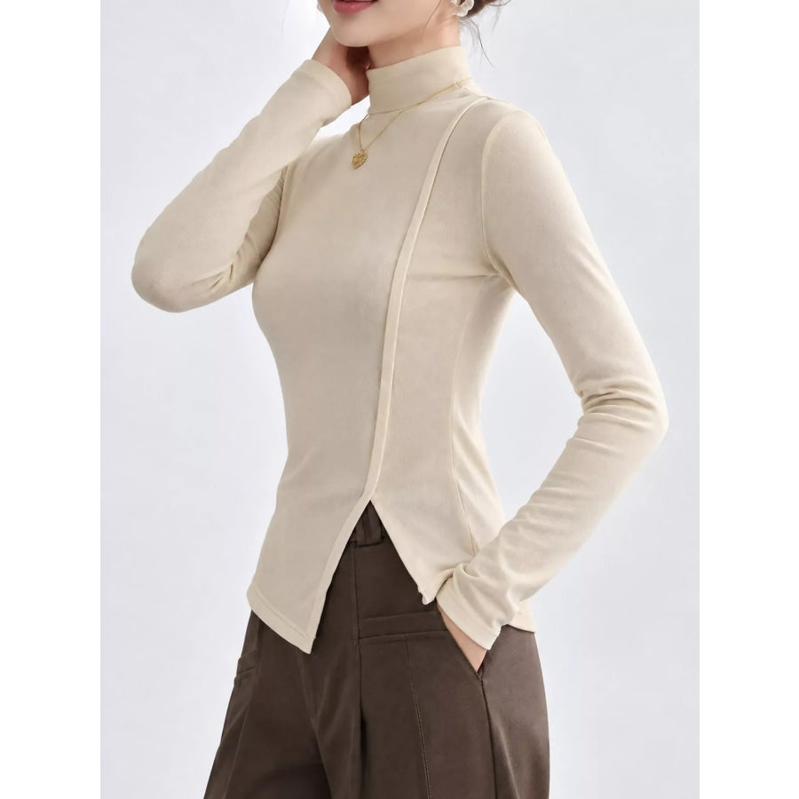 Mock Neck Long Sleeve T-Shirt Apparel and Accessories
