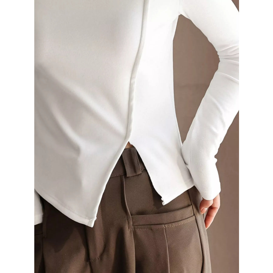 Mock Neck Long Sleeve T-Shirt Apparel and Accessories