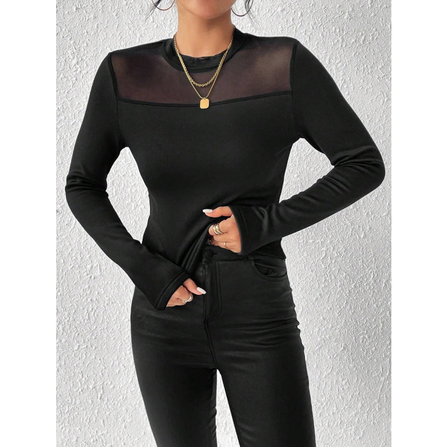 Mock Neck Long Sleeve T-Shirt Apparel and Accessories