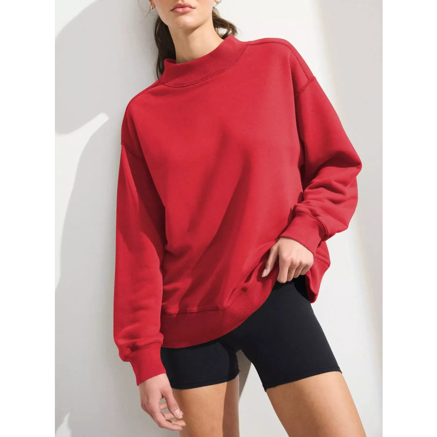 Mock Neck Oversized Sweatshirt Apparel and Accessories