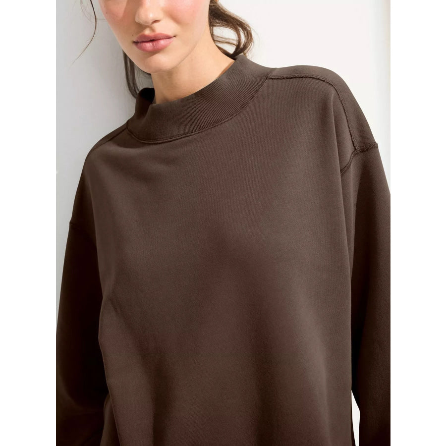 Mock Neck Oversized Sweatshirt Apparel and Accessories