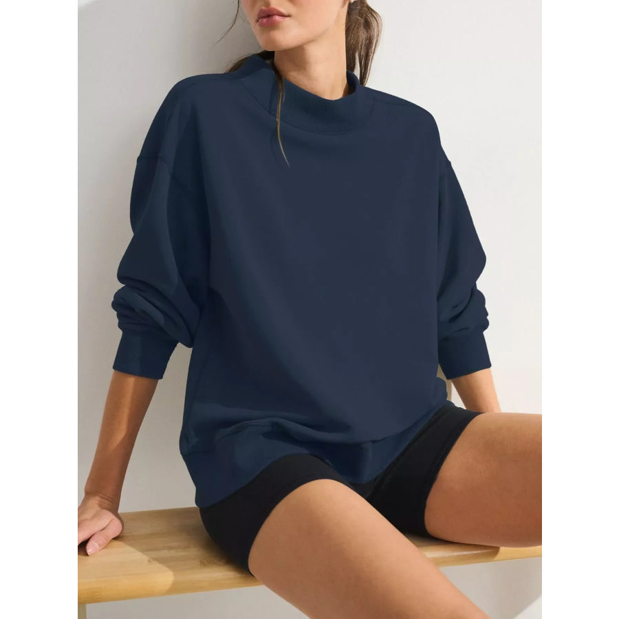 Mock Neck Oversized Sweatshirt Apparel and Accessories