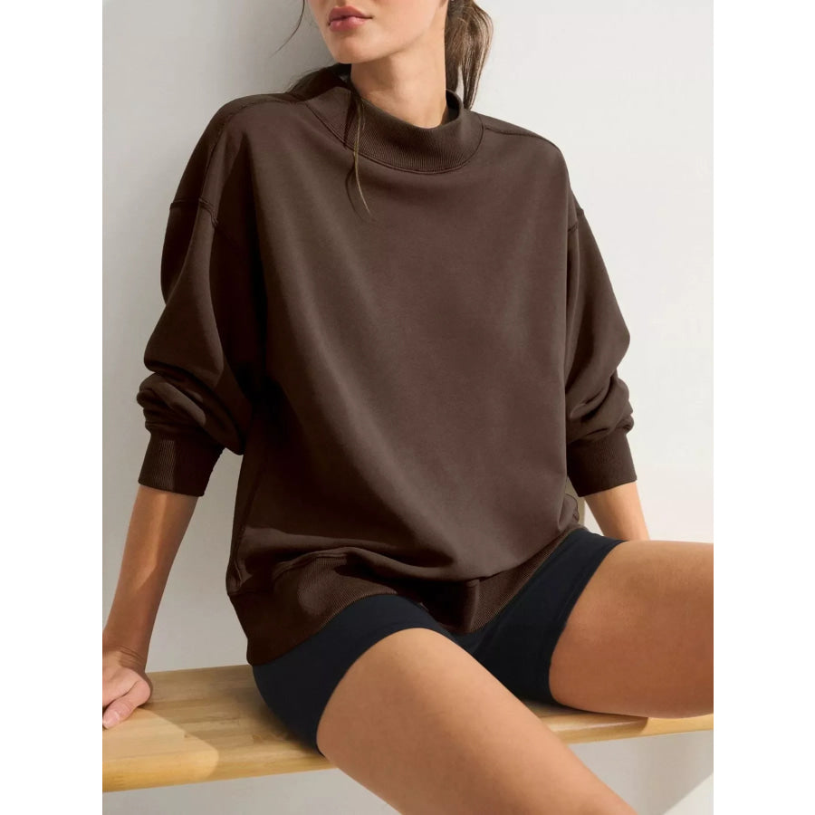 Mock Neck Oversized Sweatshirt Apparel and Accessories
