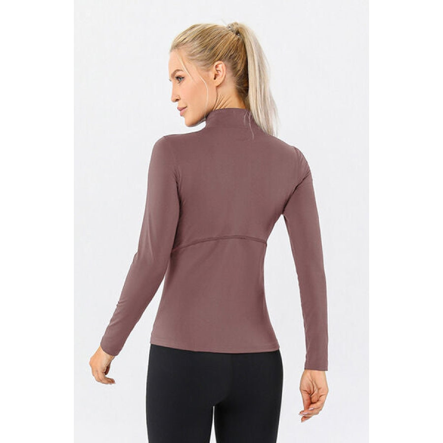 Mock Neck Quarter Zip Active T-Shirt Light Mauve / S Clothing