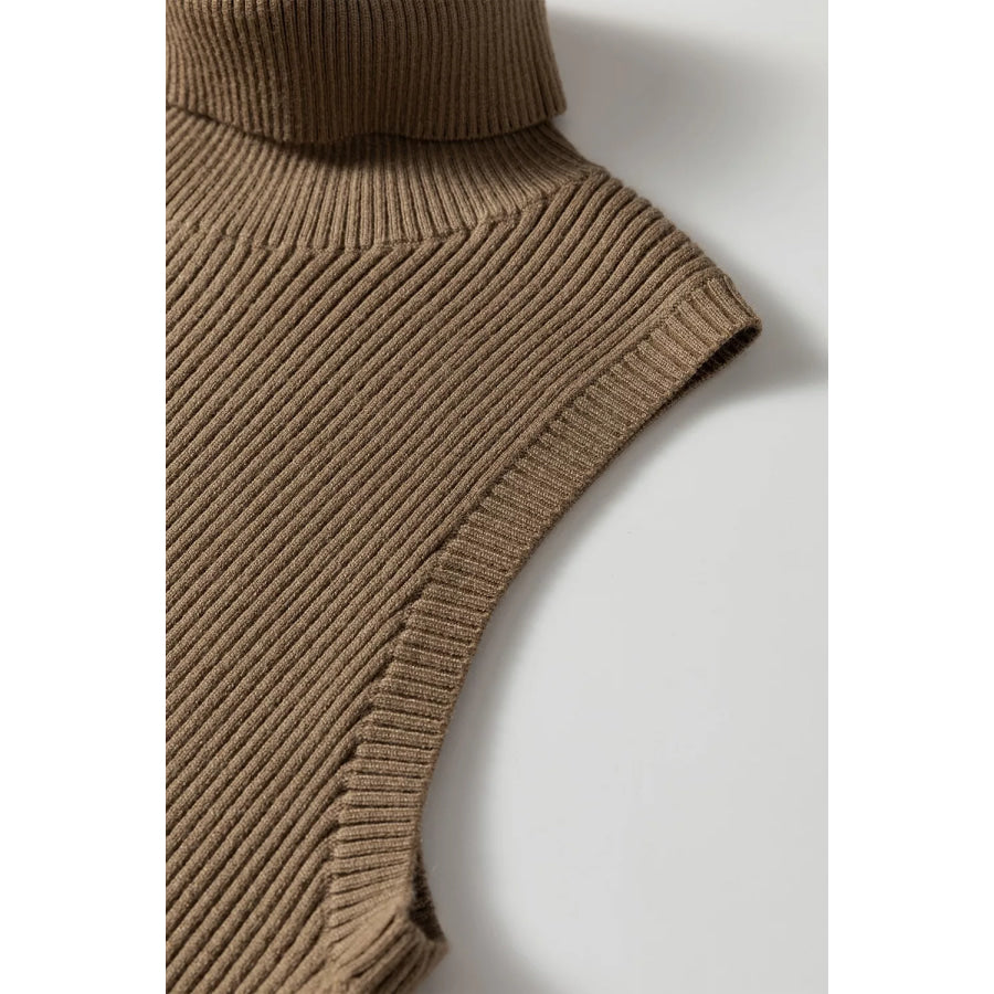 Mock Neck Ribbed Knit Sweater Vest Apparel and Accessories