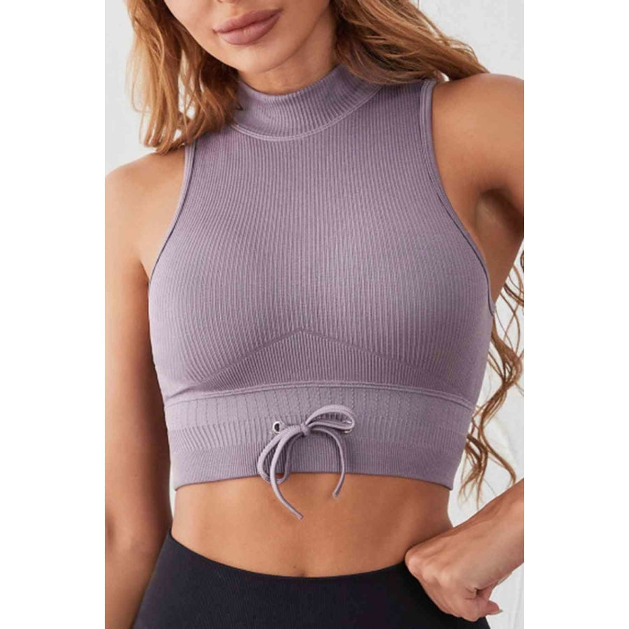 Mock Neck Ribbed Sports Tank Moonlit Mauve / S Clothing