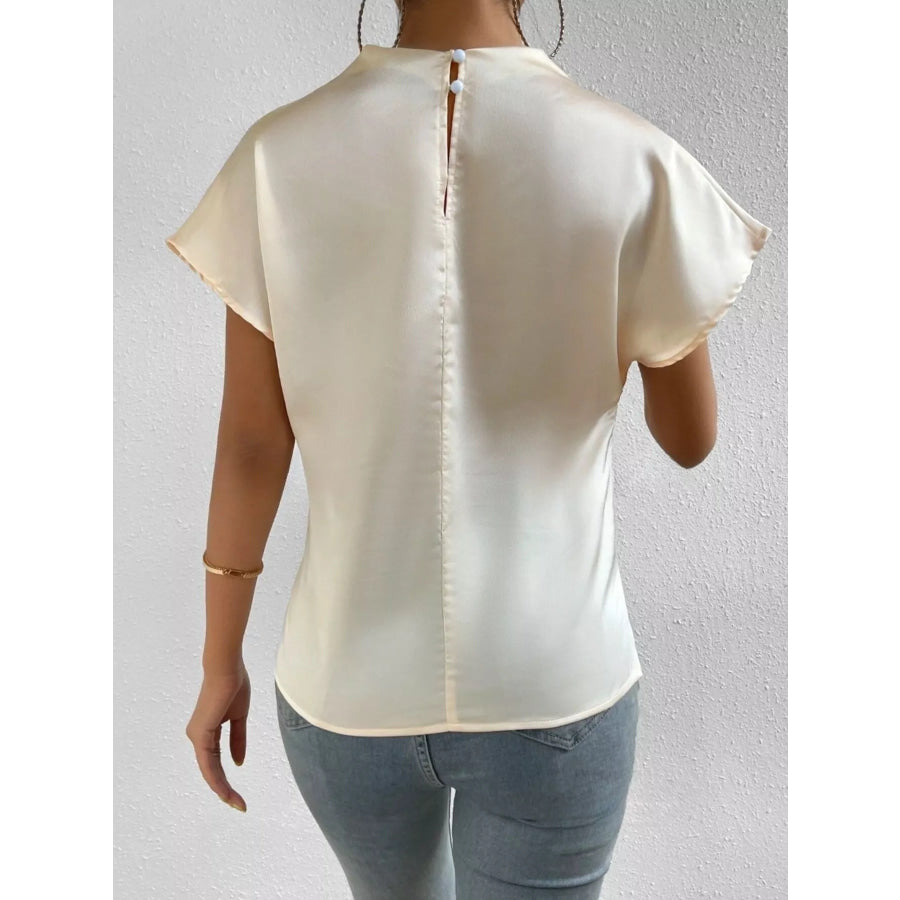 Mock Neck Satin Blouse Apparel and Accessories