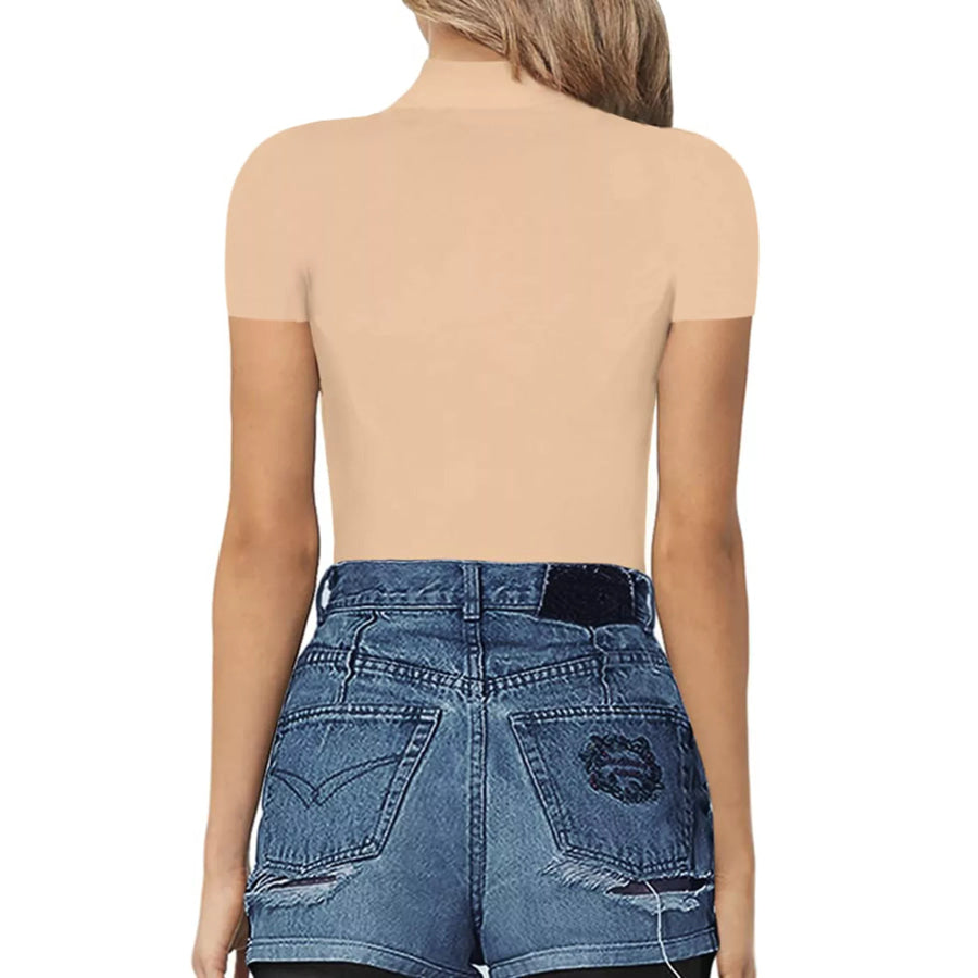Mock Neck Short Sleeve Bodysuit Apparel and Accessories