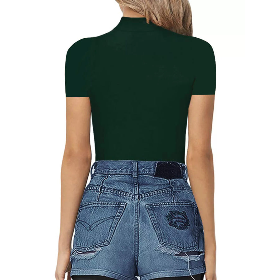 Mock Neck Short Sleeve Bodysuit Apparel and Accessories