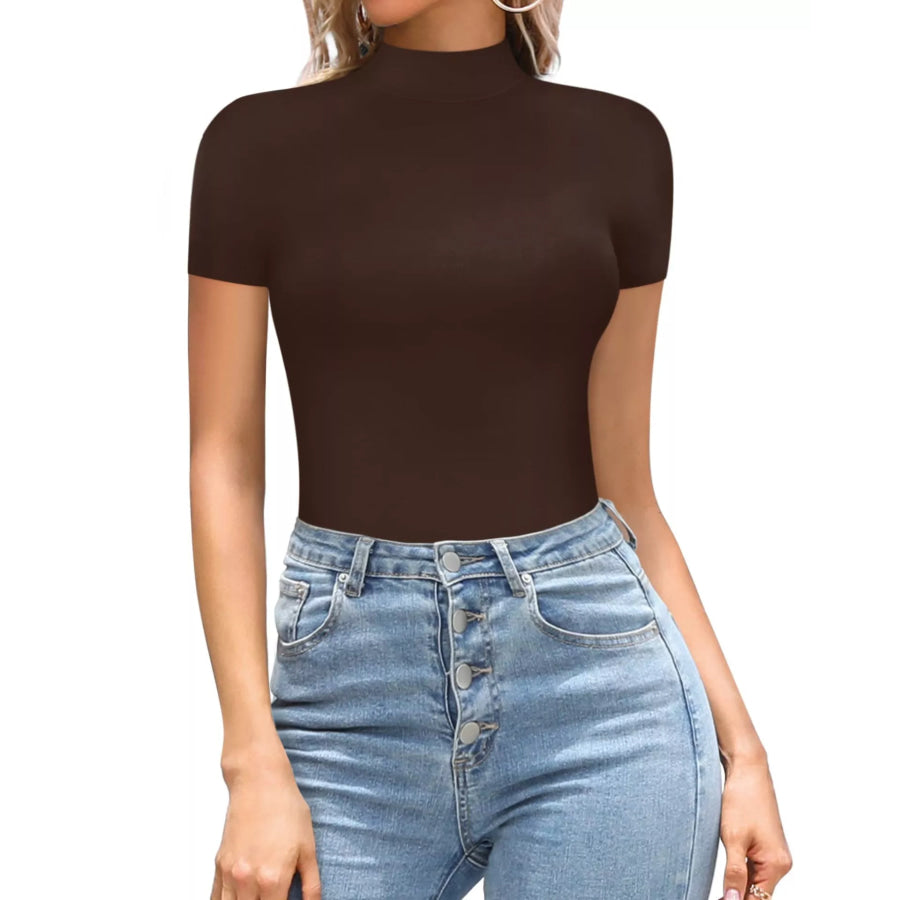 Mock Neck Short Sleeve Bodysuit Apparel and Accessories