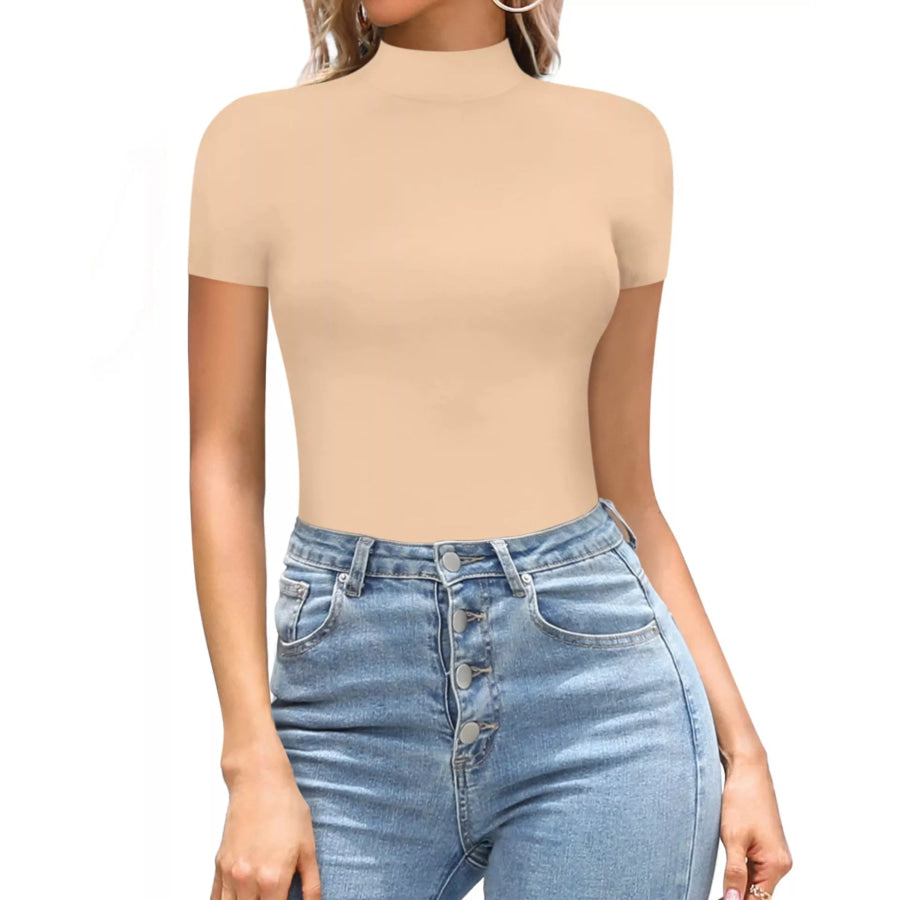 Mock Neck Short Sleeve Bodysuit Apparel and Accessories