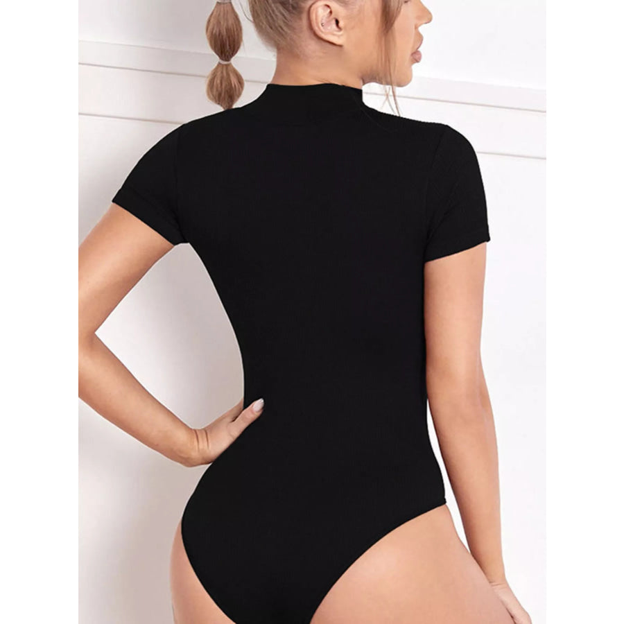 Mock Neck Short Sleeve Bodysuit Apparel and Accessories