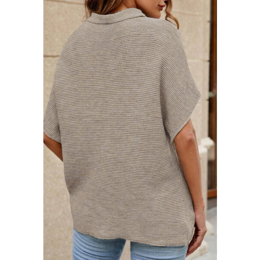 Mock Neck Short Sleeve Sweater Apparel and Accessories