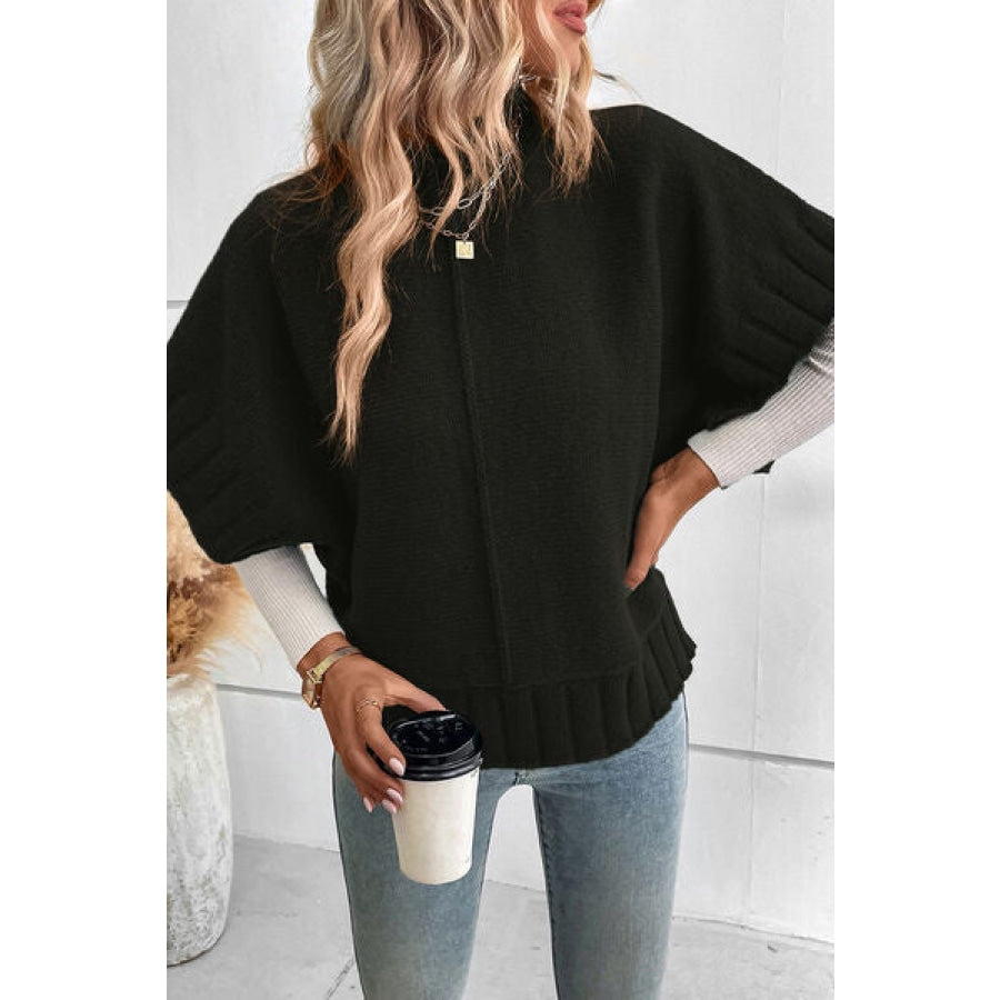 Mock Neck Short Sleeve Sweater Clothing