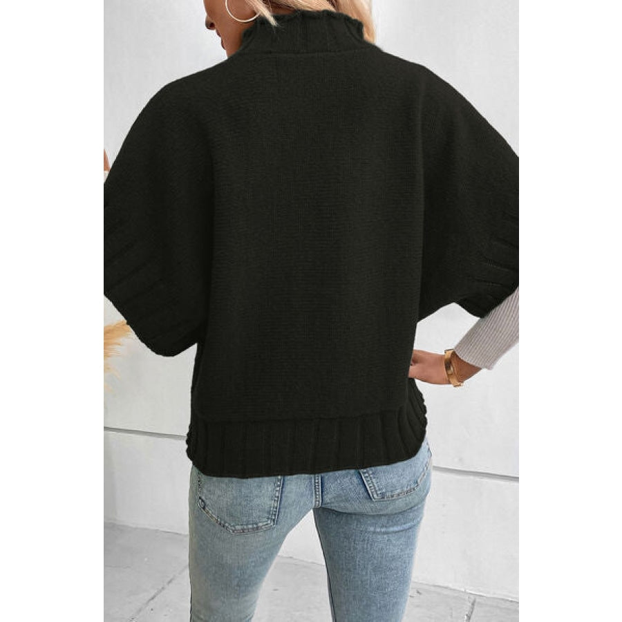 Mock Neck Short Sleeve Sweater Clothing