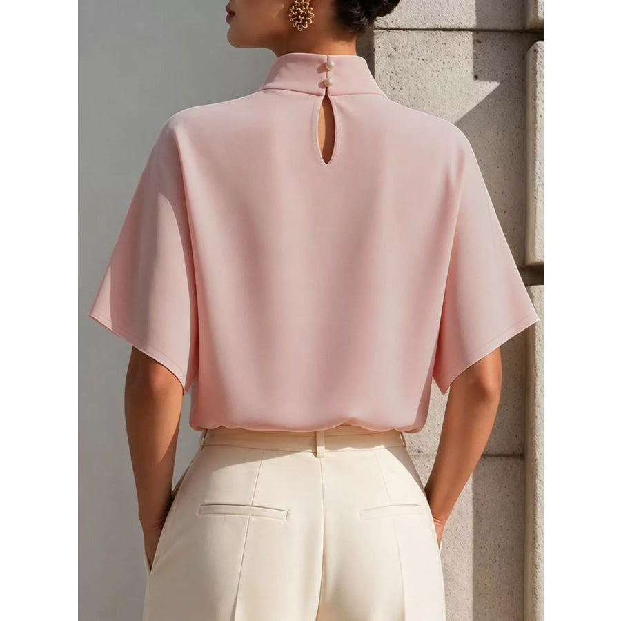 Mock Neck Short Sleeve T-Shirt Apparel and Accessories