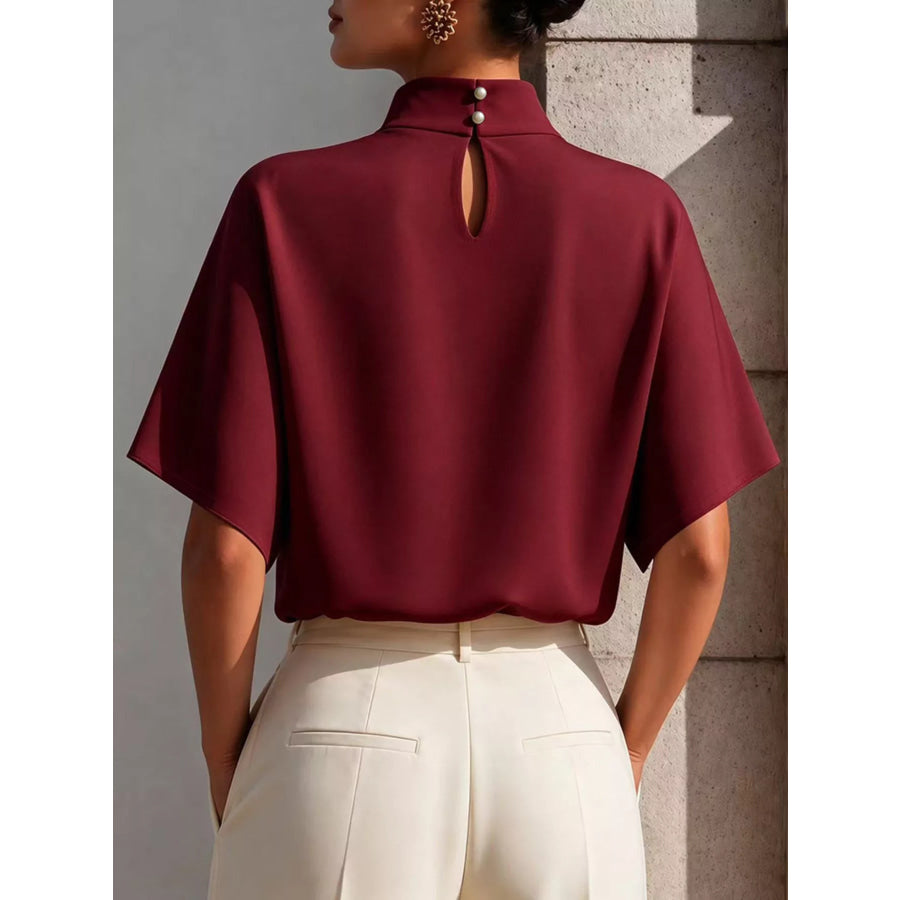 Mock Neck Short Sleeve T-Shirt Apparel and Accessories