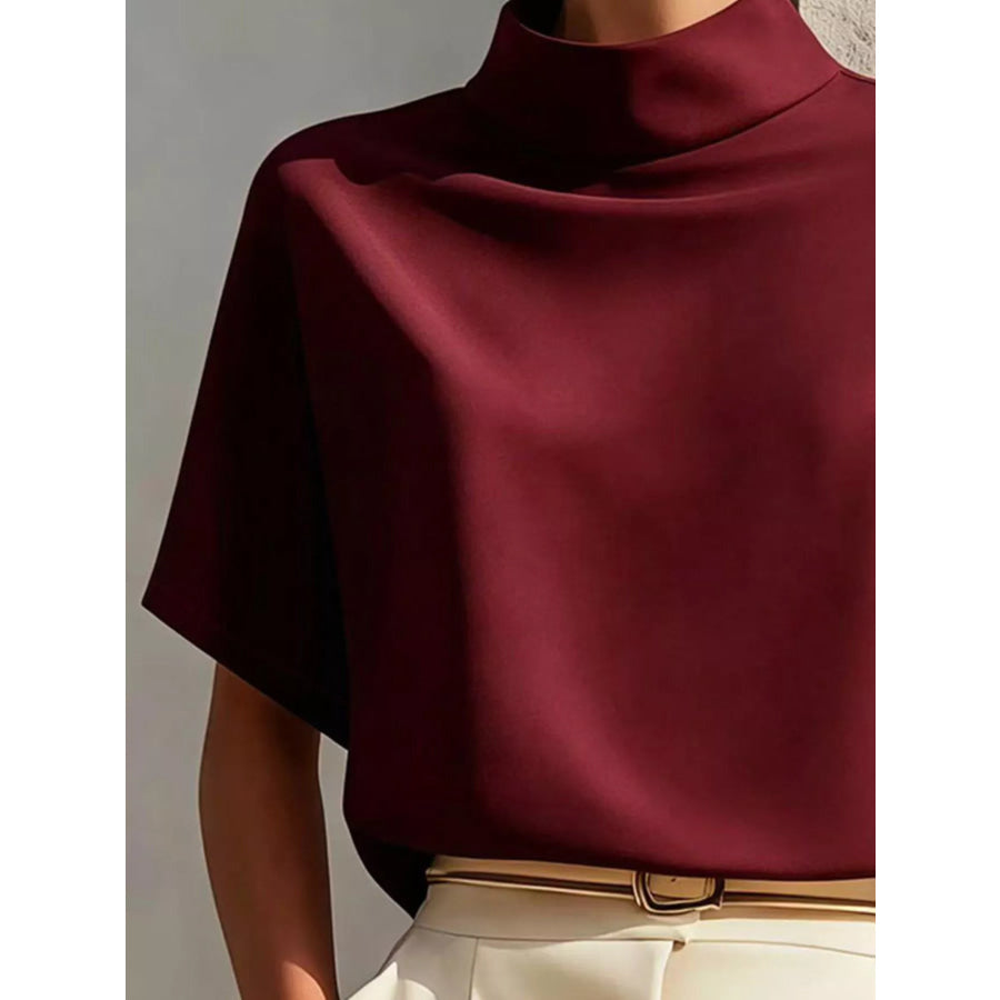 Mock Neck Short Sleeve T-Shirt Apparel and Accessories