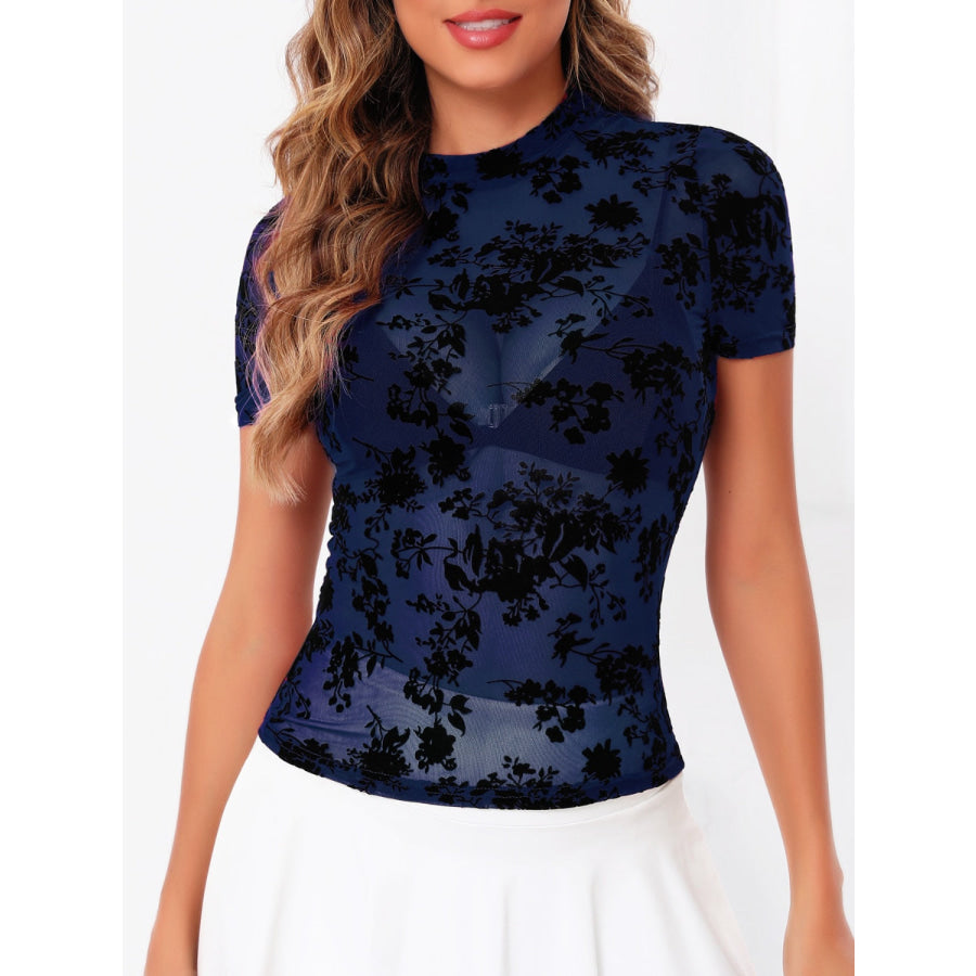 Mock Neck Short Sleeve Top Apparel and Accessories