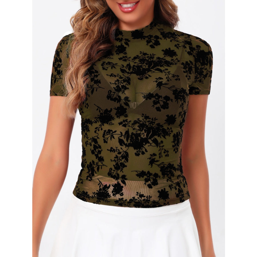 Mock Neck Short Sleeve Top Apparel and Accessories