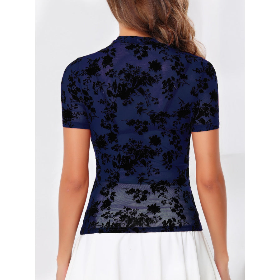 Mock Neck Short Sleeve Top Apparel and Accessories