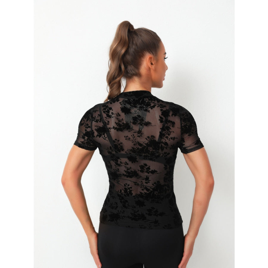 Mock Neck Short Sleeve Top Apparel and Accessories