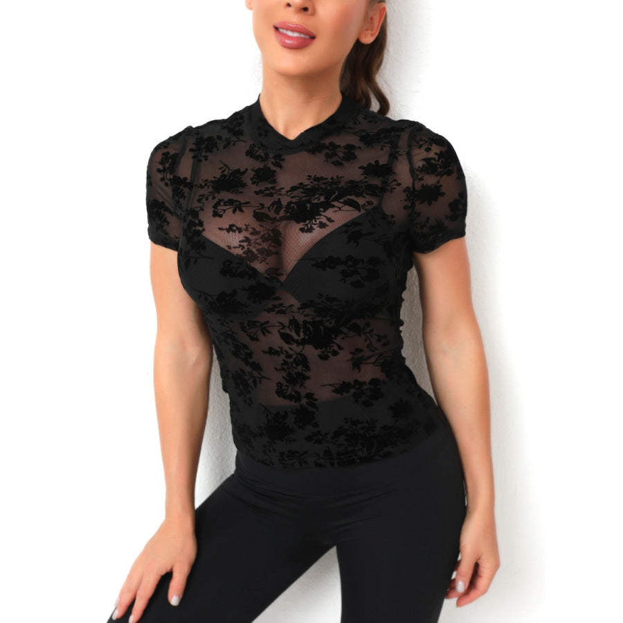 Mock Neck Short Sleeve Top Apparel and Accessories