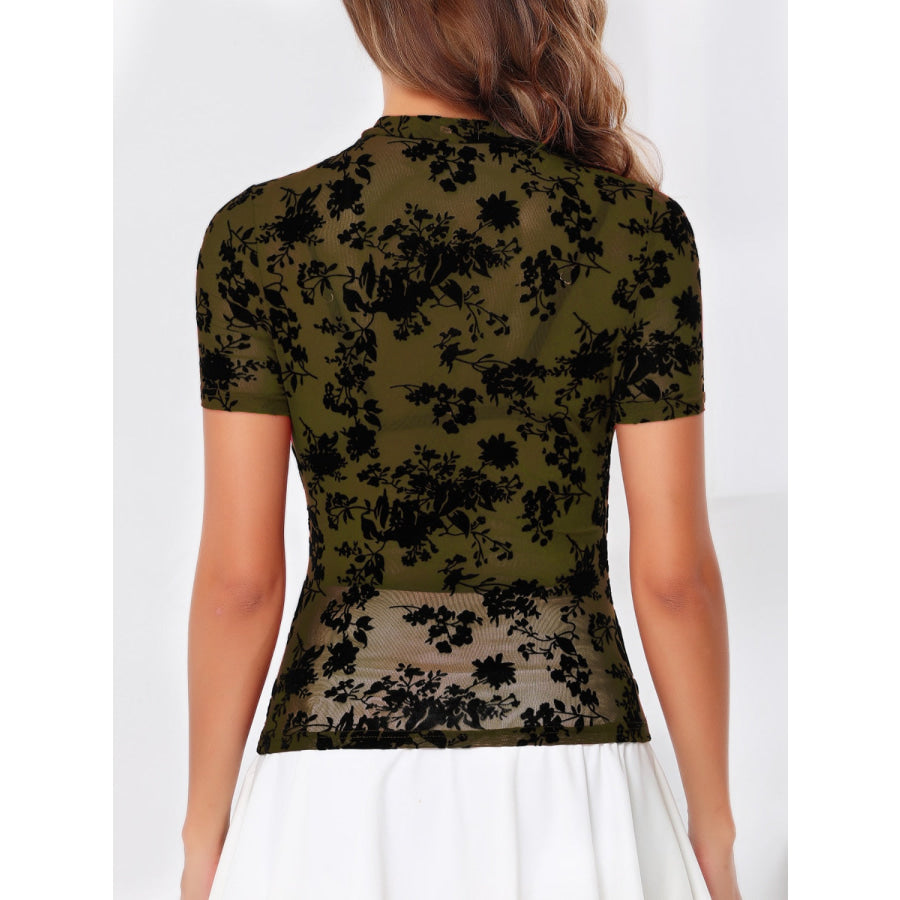 Mock Neck Short Sleeve Top Apparel and Accessories