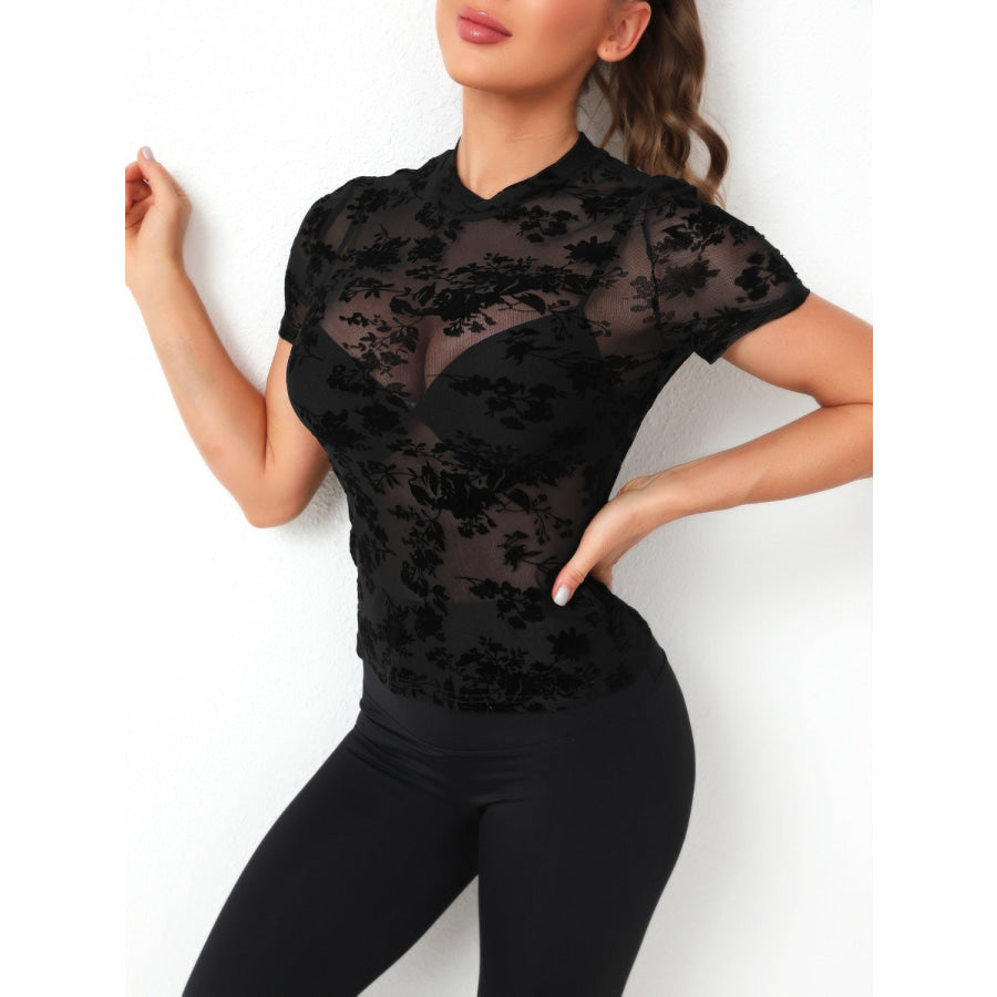 Mock Neck Short Sleeve Top Apparel and Accessories