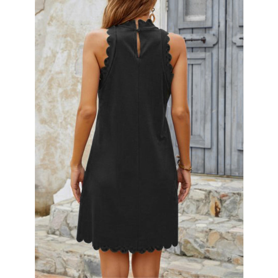 Mock Neck Sleeveless Mini Dress Apparel and Accessories