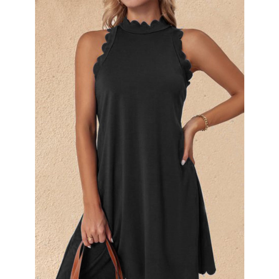 Mock Neck Sleeveless Mini Dress Black / S Apparel and Accessories