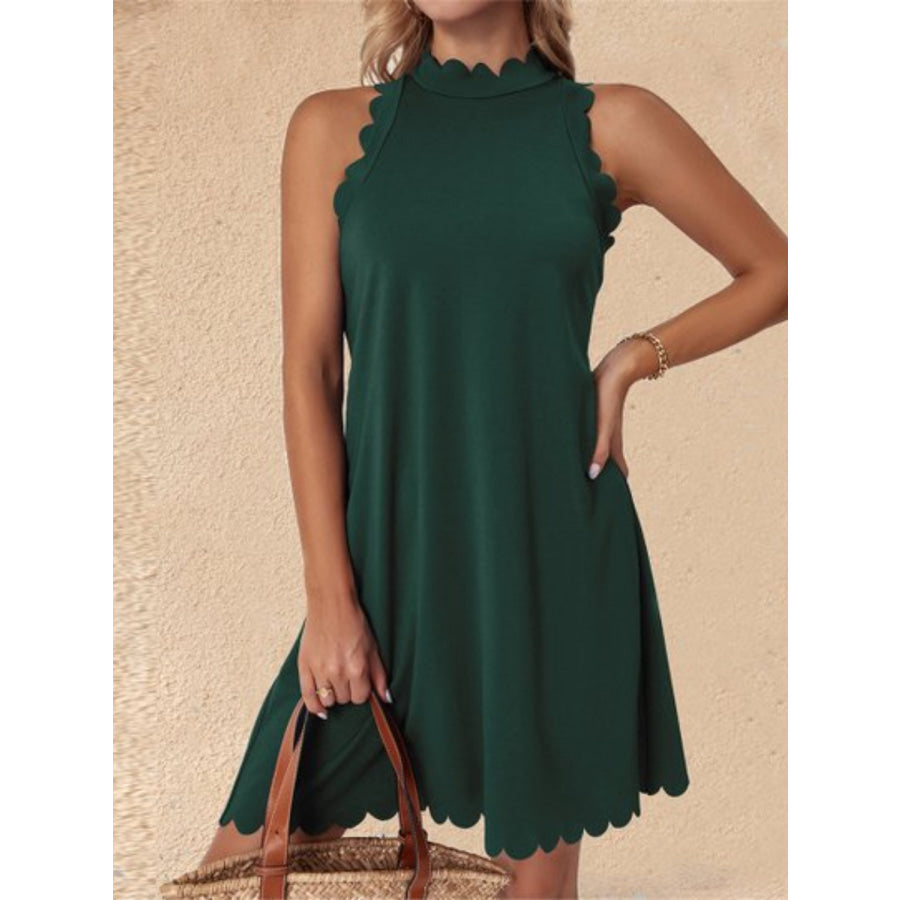 Mock Neck Sleeveless Mini Dress Green / S Apparel and Accessories