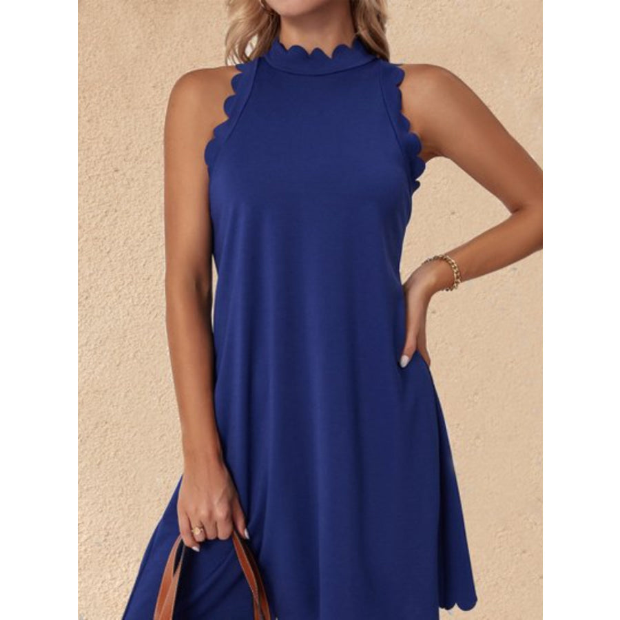 Mock Neck Sleeveless Mini Dress Navy / S Apparel and Accessories