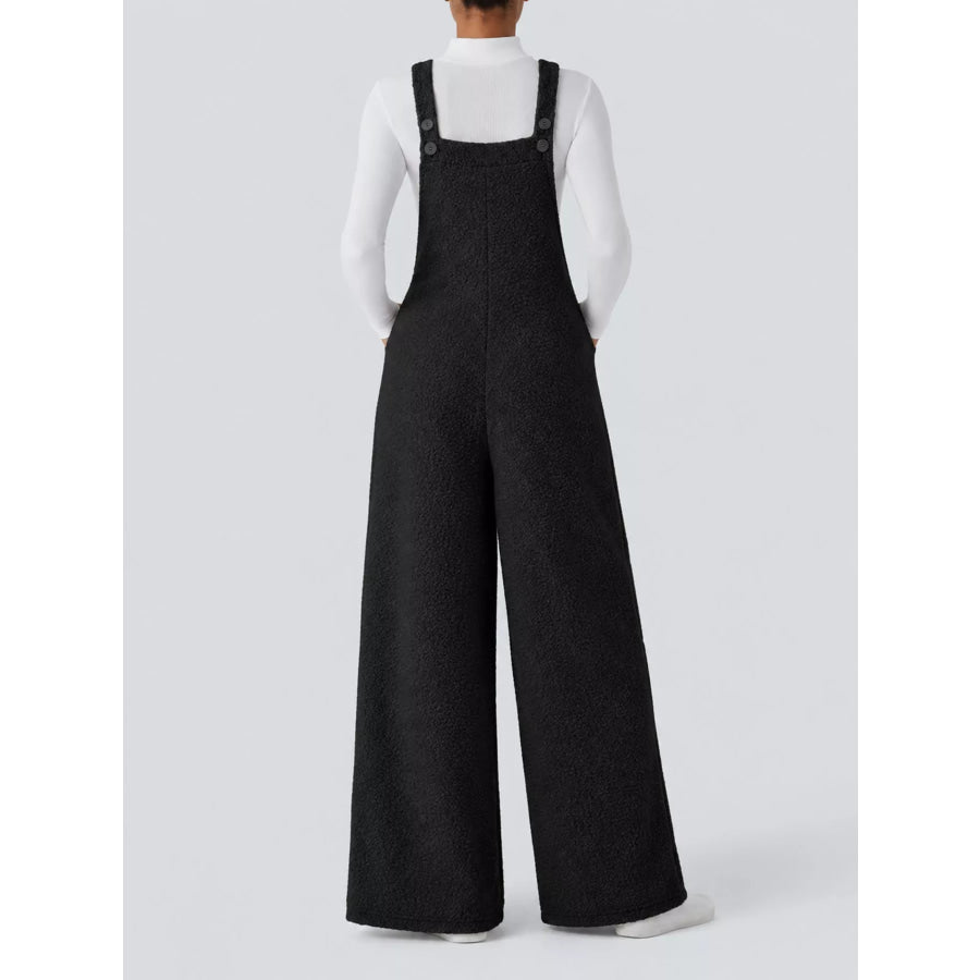 Mock Neck Top and Fleece Overalls Set Apparel Accessories