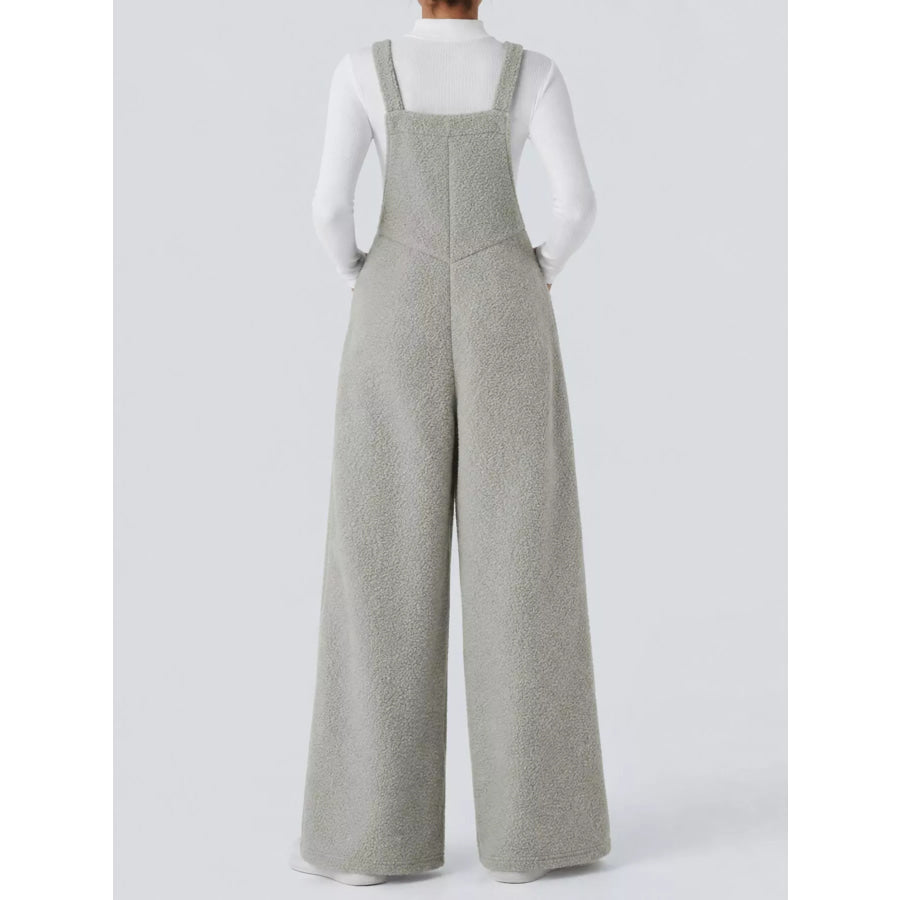 Mock Neck Top and Fleece Overalls Set Apparel Accessories
