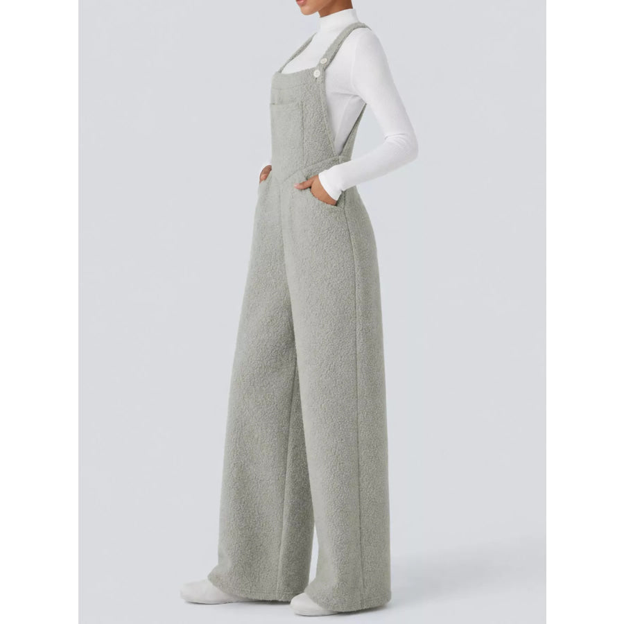 Mock Neck Top and Fleece Overalls Set Apparel Accessories