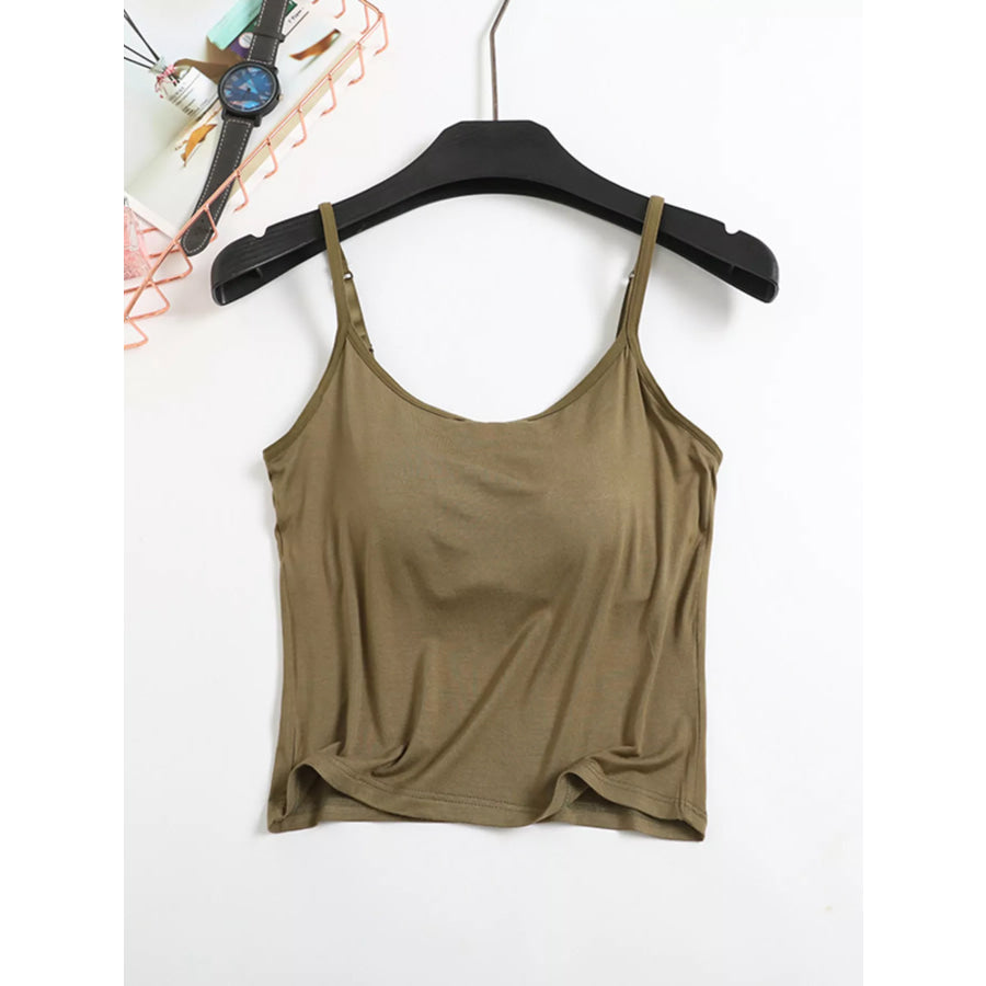 Modal Adjustable Strap Padded Cami and Shorts Set Army Green / S Apparel and Accessories