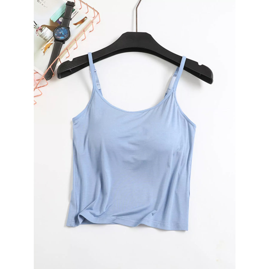 Modal Adjustable Strap Padded Cami and Shorts Set Light Blue / S Apparel and Accessories