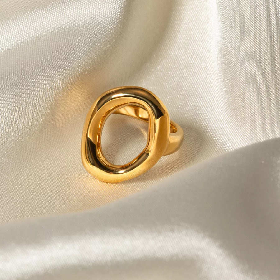 Modern Hollow Oval Ring Gold / 6 Apparel and Accessories