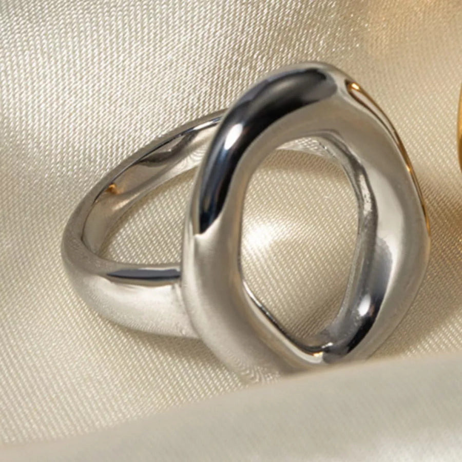 Modern Hollow Oval Ring Silver / 6 Apparel and Accessories