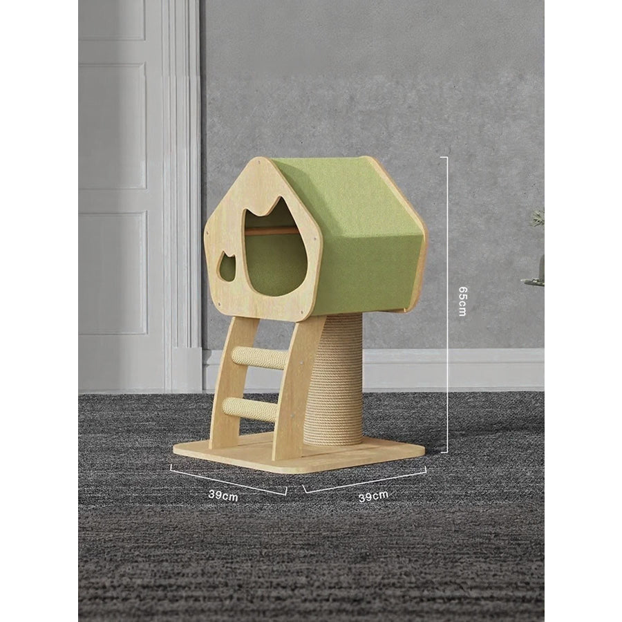Modern Wooden Cat Condo with Scratching Post Apparel and Accessories