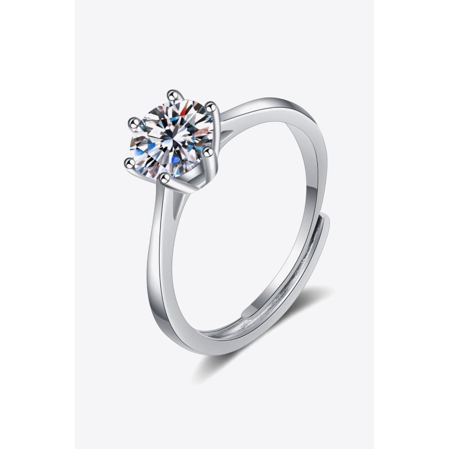 Moissanite 6-Prong Adjustable Ring Silver / 11