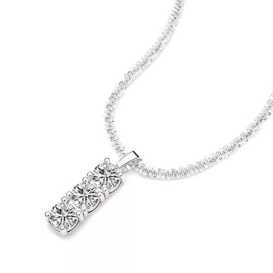 Moissanite 925 Sterling Silver Bar Necklace Silver / onesize Apparel and Accessories