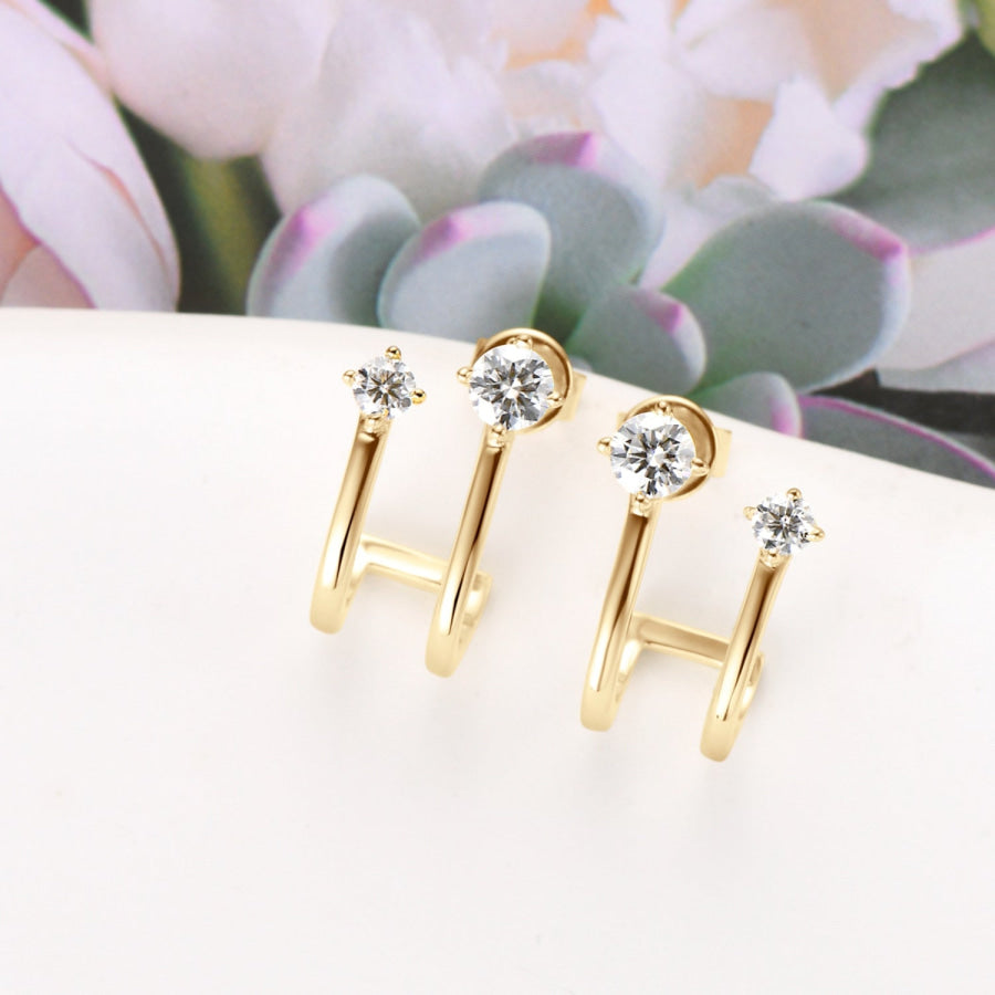 Moissanite 925 Sterling Silver C-Hoop Earrings Gold / One Size Apparel and Accessories