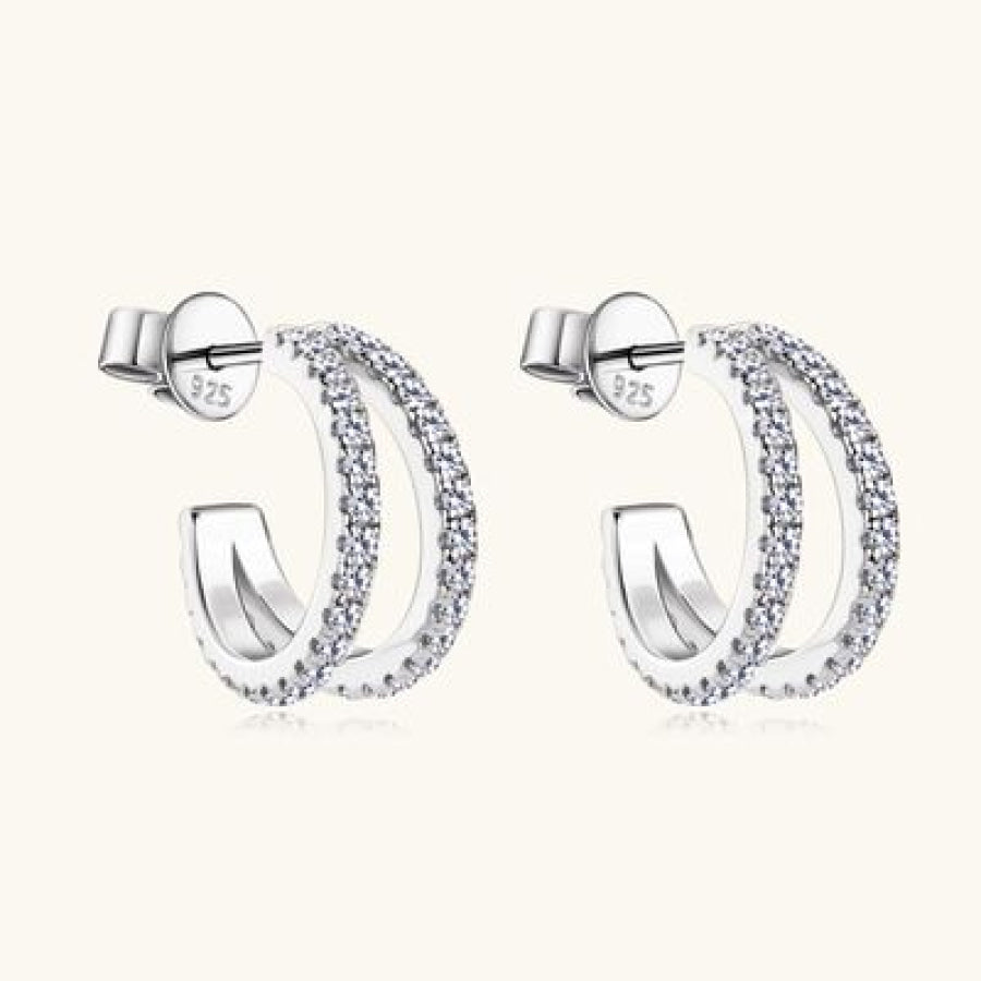 Moissanite 925 Sterling Silver C - Hoop Earrings / One Size Apparel and Accessories