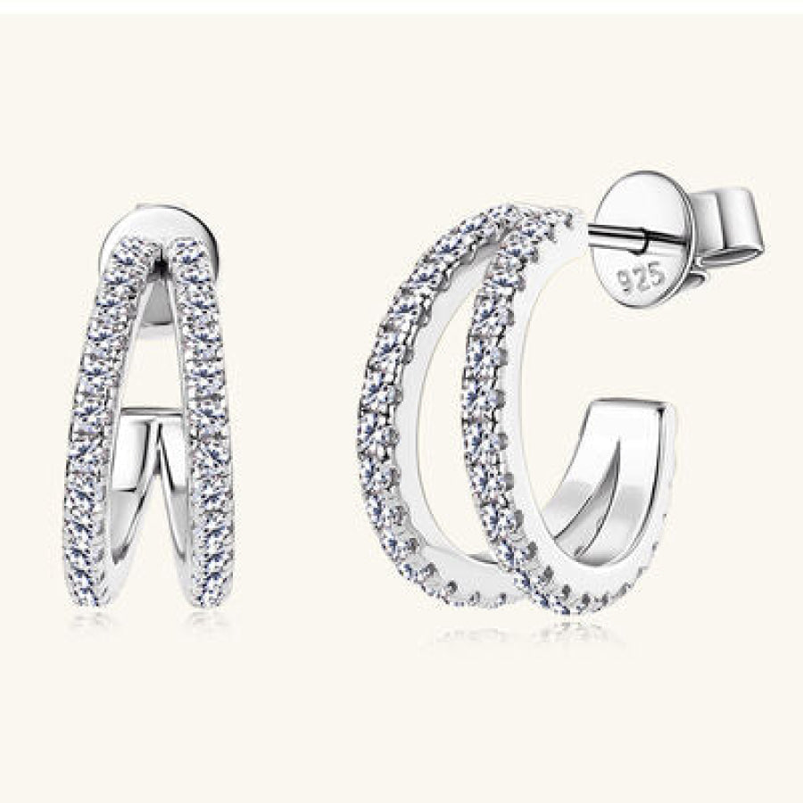 Moissanite 925 Sterling Silver C - Hoop Earrings Apparel and Accessories