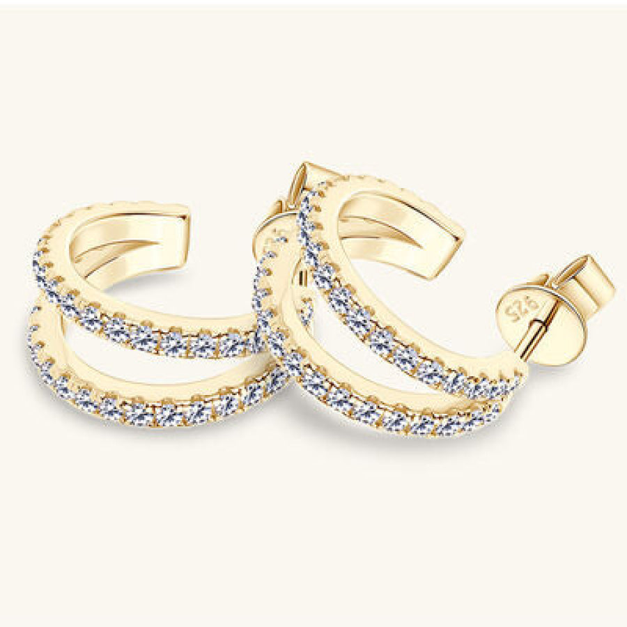 Moissanite 925 Sterling Silver C - Hoop Earrings Apparel and Accessories