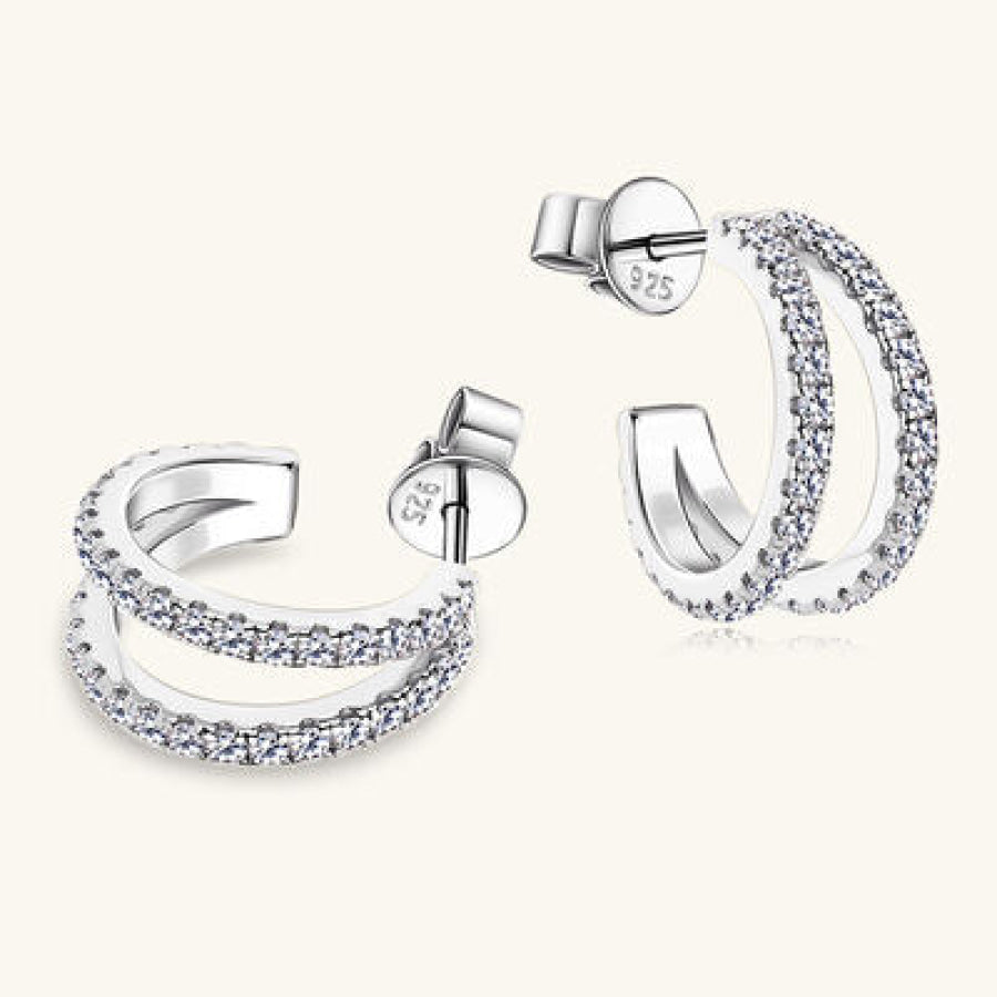 Moissanite 925 Sterling Silver C - Hoop Earrings Apparel and Accessories