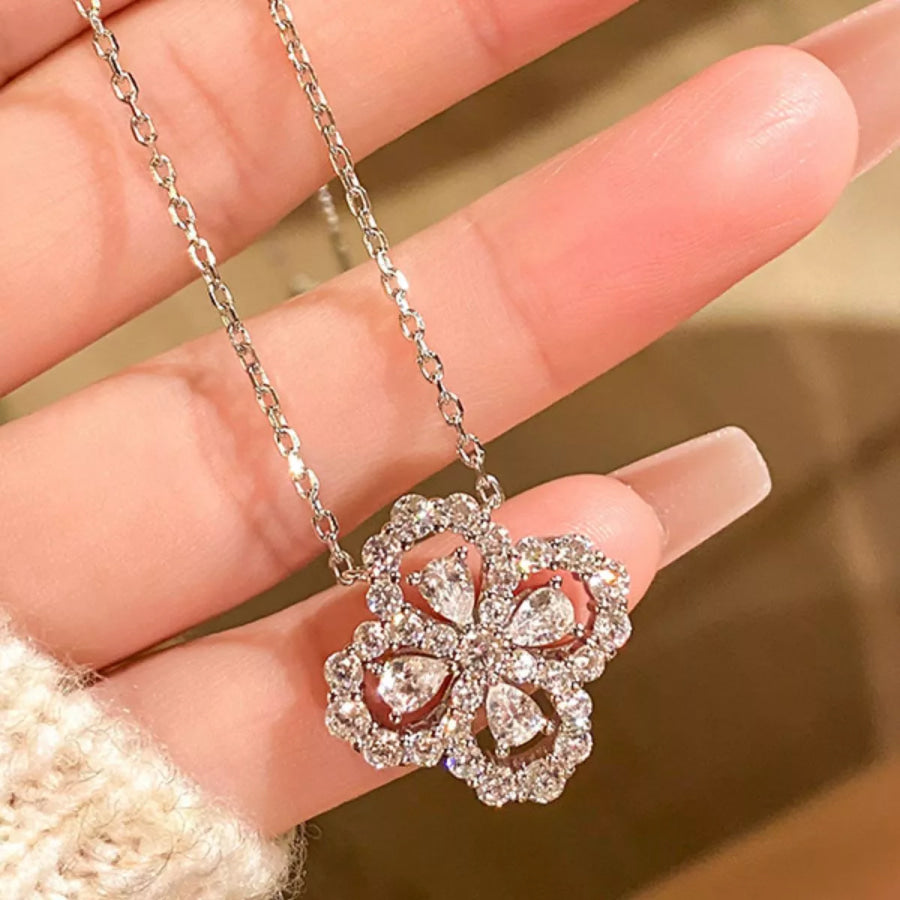 Moissanite 925 Sterling Silver Clover Pendant Necklace Silver / onesize Apparel and Accessories